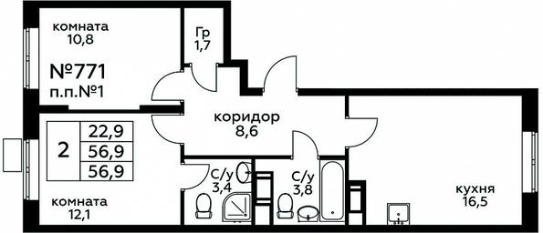 1-BD Apartment Sale, 56.9平方米 at Tsvetochnye Poliany, kvartal № 23, Filimonkovskoye Municipal Formation, Moscow, Russia #2 1-BD Apartment Sale, 56.9平方米 at Tsvetochnye Poliany, kvartal № 23, Filimonkovskoye Municipal Formation, Moscow, Russia #2