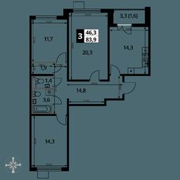 3-BD Apartment Sale, 84平方米 at Pervyi Leningradskiy, Pervy Leningradskiy Residential Complex, Moscow, Russia #4