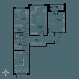3-BD Apartment Sale, 84平方米 at Pervyi Leningradskiy, Pervy Leningradskiy Residential Complex, Moscow, Russia #3