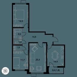Продажа 3-комн. квартиры, 84,2 м² в ЖК «Первый Шереметьевский», Комсомольская улица, 16, Химки, Московская область, Россия #3 Продажа 3-комн. квартиры, 84,2 м² в ЖК «Первый Шереметьевский», Комсомольская улица, 16, Химки, Московская область, Россия #3