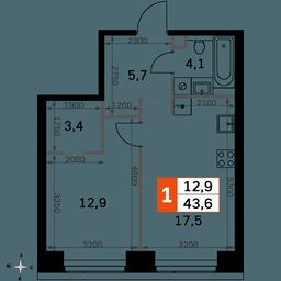 1-BD Apartment Sale, 43.6 sq. m. at Amber City, 3rd Khoroshyovsky Drive, 3А, Moscow, Russia #2