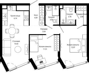 2-BD Apartment Sale, 63.85平方米 at Mod, 4th Maryinoy Roschi Street, 12с9, Moscow, Russia #3 2-BD Apartment Sale, 63.85平方米 at Mod, 4th Maryinoy Roschi Street, 12с9, Moscow, Russia #3