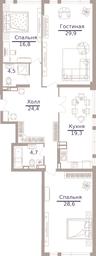 3-BD Apartment Sale, 127.3平方米 at ONYX Deluxe, Khersonskaya Street, 43к5, Moscow, Russia #3