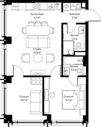 2-BD Apartment Sale, 61.7 sq. m. at Symphony 34, 2nd Khutorskaya Street, 38А, Moscow, Russia #3 2-BD Apartment Sale, 61.7 sq. m. at Symphony 34, 2nd Khutorskaya Street, 38А, Moscow, Russia #3
