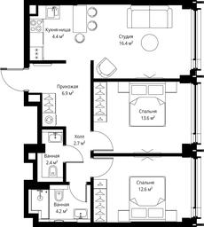2-BD Apartment Sale, 63.2 sq. m. at Symphony 34, 2nd Khutorskaya Street, 38А, Moscow, Russia #3