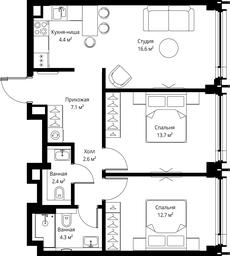 2-BD Apartment Sale, 63.8 sq. m. at Symphony 34, 2nd Khutorskaya Street, 38А, Moscow, Russia #3 2-BD Apartment Sale, 63.8 sq. m. at Symphony 34, 2nd Khutorskaya Street, 38А, Moscow, Russia #3