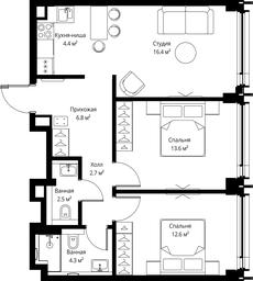 2-BD Apartment Sale, 63.3 sq. m. at Symphony 34, 2nd Khutorskaya Street, 38А, Moscow, Russia #3
