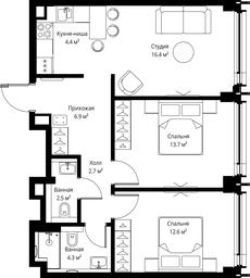 2-BD Apartment Sale, 63.5 sq. m. at Symphony 34, 2nd Khutorskaya Street, 38А, Moscow, Russia #3 2-BD Apartment Sale, 63.5 sq. m. at Symphony 34, 2nd Khutorskaya Street, 38А, Moscow, Russia #3