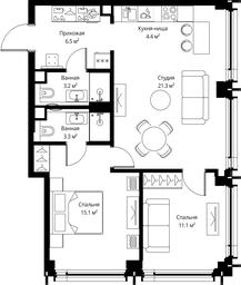 2-BD Apartment Sale, 64.9 sq. m. at Symphony 34, 2nd Khutorskaya Street, 38А, Moscow, Russia #3 2-BD Apartment Sale, 64.9 sq. m. at Symphony 34, 2nd Khutorskaya Street, 38А, Moscow, Russia #3