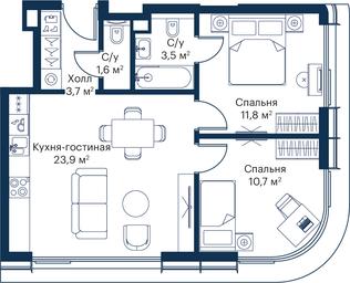 Продажа 2-комн. квартиры, 55,18 м² в ЖК «Сити Бэй (City Bay)», Волоколамское шоссе, 95с3, Москва, Россия #2
