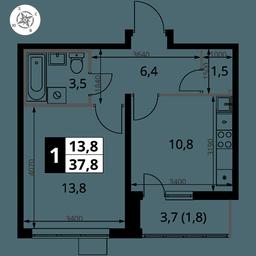 1-BD Apartment Sale, 37.8 sq. m. at Pervy Yuzhny, zhiloy kompleks Pervy Yuzhny, Leninskiy City District, Moscow Region, Russia #4