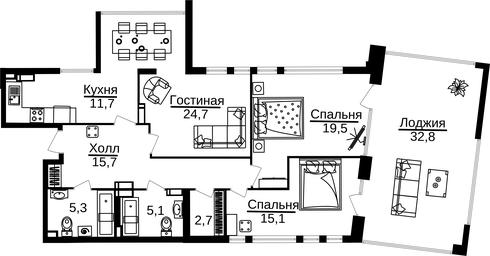 3-BD Apartment Sale, 116.1 sq. m. at ONYX Deluxe, Khersonskaya Street, 43к5, Moscow, Russia #3 3-BD Apartment Sale, 116.1 sq. m. at ONYX Deluxe, Khersonskaya Street, 43к5, Moscow, Russia #3