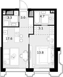 1-BD Apartment Sale, 45.5 sq. m. at Vysotka na Zhukova, Demyana Bednogo Street, вл24, Moscow, Russia #3