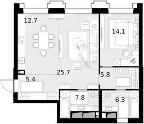 2-BD Apartment Sale, 77.8 sq. m. at Vysotka na Zhukova, Demyana Bednogo Street, вл24, Moscow, Russia #3 2-BD Apartment Sale, 77.8 sq. m. at Vysotka na Zhukova, Demyana Bednogo Street, вл24, Moscow, Russia #3