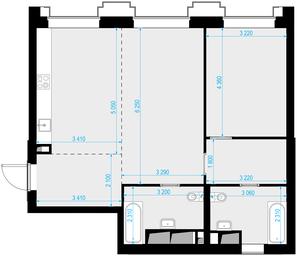 2-BD Apartment Sale, 77.8 sq. m. at Vysotka na Zhukova, Demyana Bednogo Street, вл24, Moscow, Russia #2