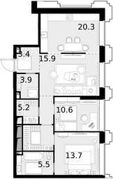 2-BD Apartment Sale, 80.8 sq. m. at Vysotka na Zhukova, Demyana Bednogo Street, вл24, Moscow, Russia #3