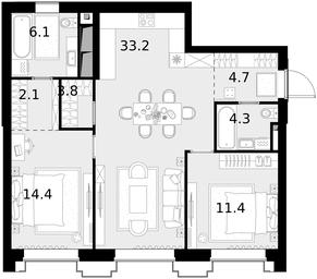 2-BD Apartment Sale, 80 sq. m. at Vysotka na Zhukova, Demyana Bednogo Street, вл24, Moscow, Russia #3 2-BD Apartment Sale, 80 sq. m. at Vysotka na Zhukova, Demyana Bednogo Street, вл24, Moscow, Russia #3