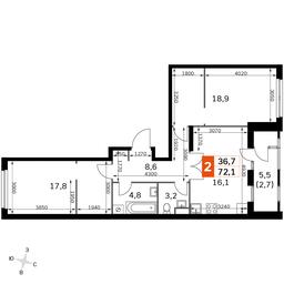 2-BD Apartment Sale, 72.1平方米 at Sky Garden, Stroitelny Drive, 9с6, Moscow, Russia #2 2-BD Apartment Sale, 72.1平方米 at Sky Garden, Stroitelny Drive, 9с6, Moscow, Russia #2