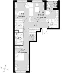 3-BD Apartment Sale, 78.5平方米 at Sky Garden, Stroitelny Drive, 9с6, Moscow, Russia #3 3-BD Apartment Sale, 78.5平方米 at Sky Garden, Stroitelny Drive, 9с6, Moscow, Russia #3