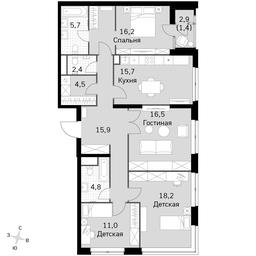 4-BD Apartment Sale, 112.3平方米 at Sky Garden, Stroitelny Drive, 9с6, Moscow, Russia #3 4-BD Apartment Sale, 112.3平方米 at Sky Garden, Stroitelny Drive, 9с6, Moscow, Russia #3