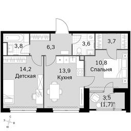 2-BD Apartment Sale, 58平方米 at Sky Garden, Stroitelny Drive, 9с6, Moscow, Russia #3 2-BD Apartment Sale, 58平方米 at Sky Garden, Stroitelny Drive, 9с6, Moscow, Russia #3