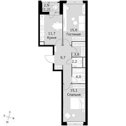 2-BD Apartment Sale, 63.3平方米 at Sky Garden, Stroitelny Drive, 9с6, Moscow, Russia #3 2-BD Apartment Sale, 63.3平方米 at Sky Garden, Stroitelny Drive, 9с6, Moscow, Russia #3