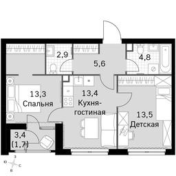 3-BD Apartment Sale, 55.2 sq. m. at Sky Garden, Stroitelny Drive, 9с6, Moscow, Russia #3