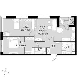 3-BD Apartment Sale, 78.9平方米 at Sky Garden, Stroitelny Drive, 9с6, Moscow, Russia #3 3-BD Apartment Sale, 78.9平方米 at Sky Garden, Stroitelny Drive, 9с6, Moscow, Russia #3