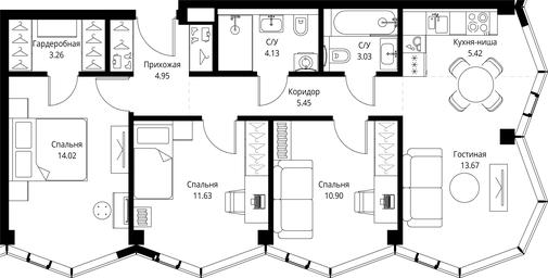 3-BD Apartment Sale, 76.46平方米 at MIRA, Mira Avenue, Moscow, Russia #3 3-BD Apartment Sale, 76.46平方米 at MIRA, Mira Avenue, Moscow, Russia #3