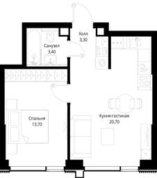 1-BD Apartment Sale, 41.1 sq. m. at Multikvartal CITYZEN, Vishnyovaya Street, Moscow, Russia #3
