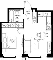 1-BD Apartment Sale, 41.1 sq. m. at Multikvartal CITYZEN, Vishnyovaya Street, Moscow, Russia #4
