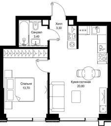 1-BD Apartment Sale, 41.2平方米 at Multikvartal CITYZEN, Vishnyovaya Street, Moscow, Russia #4