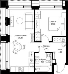 1-BD Apartment Sale, 43.2 sq. m. at Multikvartal CITYZEN, Vishnyovaya Street, Moscow, Russia #4