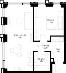 1-BD Apartment Sale, 48.9平方米 at Multikvartal CITYZEN, Vishnyovaya Street, Moscow, Russia #2