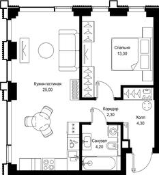 1-BD Apartment Sale, 49.1 sq. m. at Multikvartal CITYZEN, Vishnyovaya Street, Moscow, Russia #4