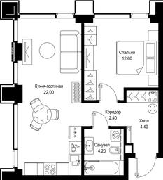 1-BD Apartment Sale, 45.6 sq. m. at Multikvartal CITYZEN, Vishnyovaya Street, Moscow, Russia #4