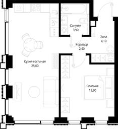 1-BD Apartment Sale, 49.3 sq. m. at Multikvartal CITYZEN, Vishnyovaya Street, Moscow, Russia #3 1-BD Apartment Sale, 49.3 sq. m. at Multikvartal CITYZEN, Vishnyovaya Street, Moscow, Russia #3