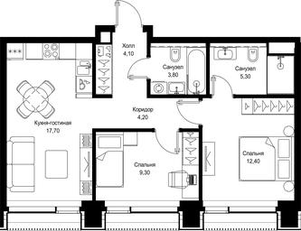 2-BD Apartment Sale, 56.8 sq. m. at Multikvartal CITYZEN, Vishnyovaya Street, Moscow, Russia #4