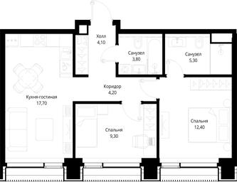 2-BD Apartment Sale, 56.8 sq. m. at Multikvartal CITYZEN, Vishnyovaya Street, Moscow, Russia #2 2-BD Apartment Sale, 56.8 sq. m. at Multikvartal CITYZEN, Vishnyovaya Street, Moscow, Russia #2