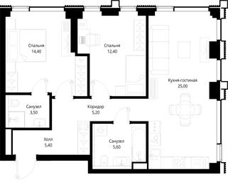 2-BD Apartment Sale, 71.5 sq. m. at Multikvartal CITYZEN, Vishnyovaya Street, Moscow, Russia #2