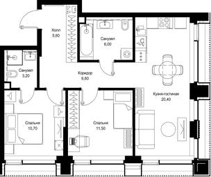 2-BD Apartment Sale, 64 sq. m. at Multikvartal CITYZEN, Vishnyovaya Street, Moscow, Russia #4