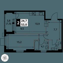 2-BD Apartment Sale, 53平方米 at 1 Izmajlovskij, Montazhnaya Street, 8с13, Moscow, Russia #3