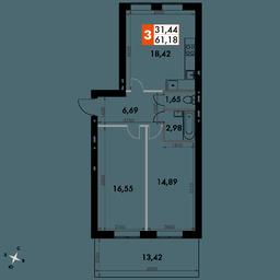 2-BD Apartment Sale, 61.1 sq. m. at Park Aprel, ulitsa Park Aprel, 1, Aprelevka, Naro-Fominskiy City District, Moscow Region, Russia #4