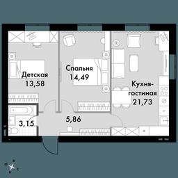 2-BD Apartment Sale, 58.8平方米 at Park Aprel, ulitsa Park Aprel, 1, Aprelevka, Naro-Fominskiy City District, Moscow Region, Russia #2 2-BD Apartment Sale, 58.8平方米 at Park Aprel, ulitsa Park Aprel, 1, Aprelevka, Naro-Fominskiy City District, Moscow Region, Russia #2