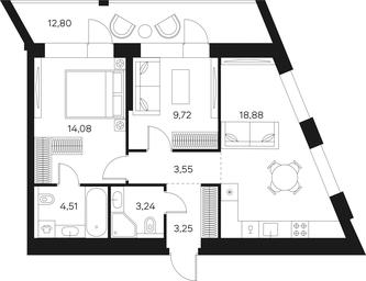 3-BD Apartment Sale, 62.9 sq. m. at Forst, Avtozavodskaya Street, 24, Moscow, Russia #2