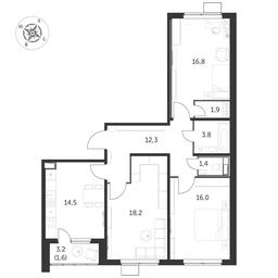 3-BD Apartment Sale, 86.8 sq. m. at Pervyi Lermontovskiy, zhiloy kompleks 1-y Lermontovskiy, Lyubertsy, Moscow Region, Russia #3