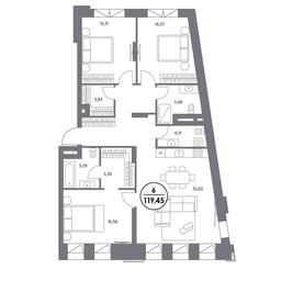4-BD Apartment Sale, 119.7 sq. m. at Kosmo 4/22, Kosmodamianskaya Embankment, 4/22с8, Moscow, Russia #4