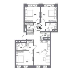 4-BD Apartment Sale, 111平方米 at Kosmo 4/22, Kosmodamianskaya Embankment, 4/22с8, Moscow, Russia #2