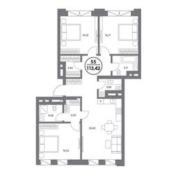 4-BD Apartment Sale, 111平方米 at Kosmo 4/22, Kosmodamianskaya Embankment, 4/22с8, Moscow, Russia #3