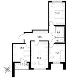 3-BD Apartment Sale, 76.3 sq. m. at Yzhnaya Bitsa, Yuzhnaya Bitsa Residential Complex, posyolok Bittsa, Leninskiy City District, Moscow Region, Russia #3